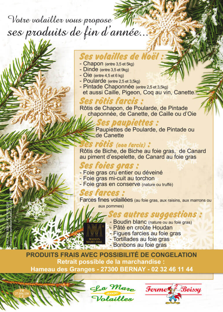 Volailles de noël et foie gras maison marechal Volailles de noël et foie gras maison marechal
