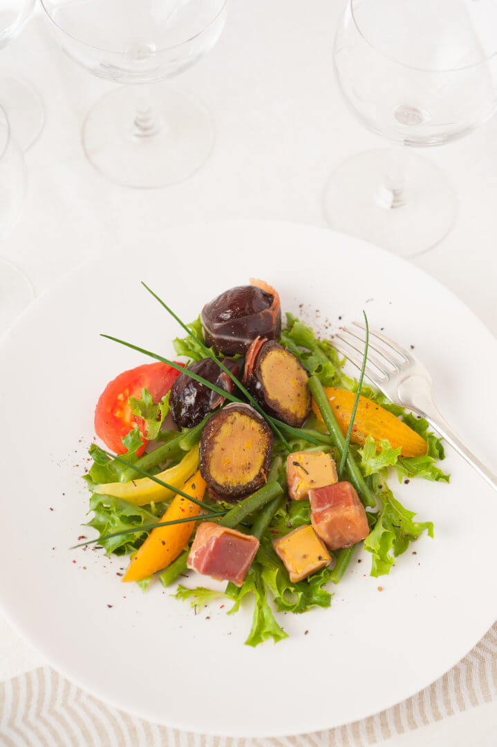PRUNEAUX DEGUISES AU JAMBON DE BAYONNE ET FARCIS AU FOIE GRAS – Image 2